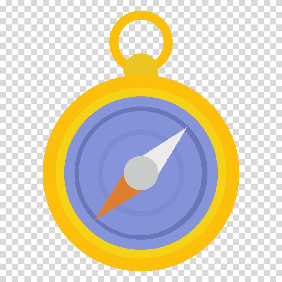 Compass with gold frame, navigation, pathfinding, north, south, west, east, flat design, simple image, cartoon style. Concept of orienteering, hiking. line icon for business and advertising vector