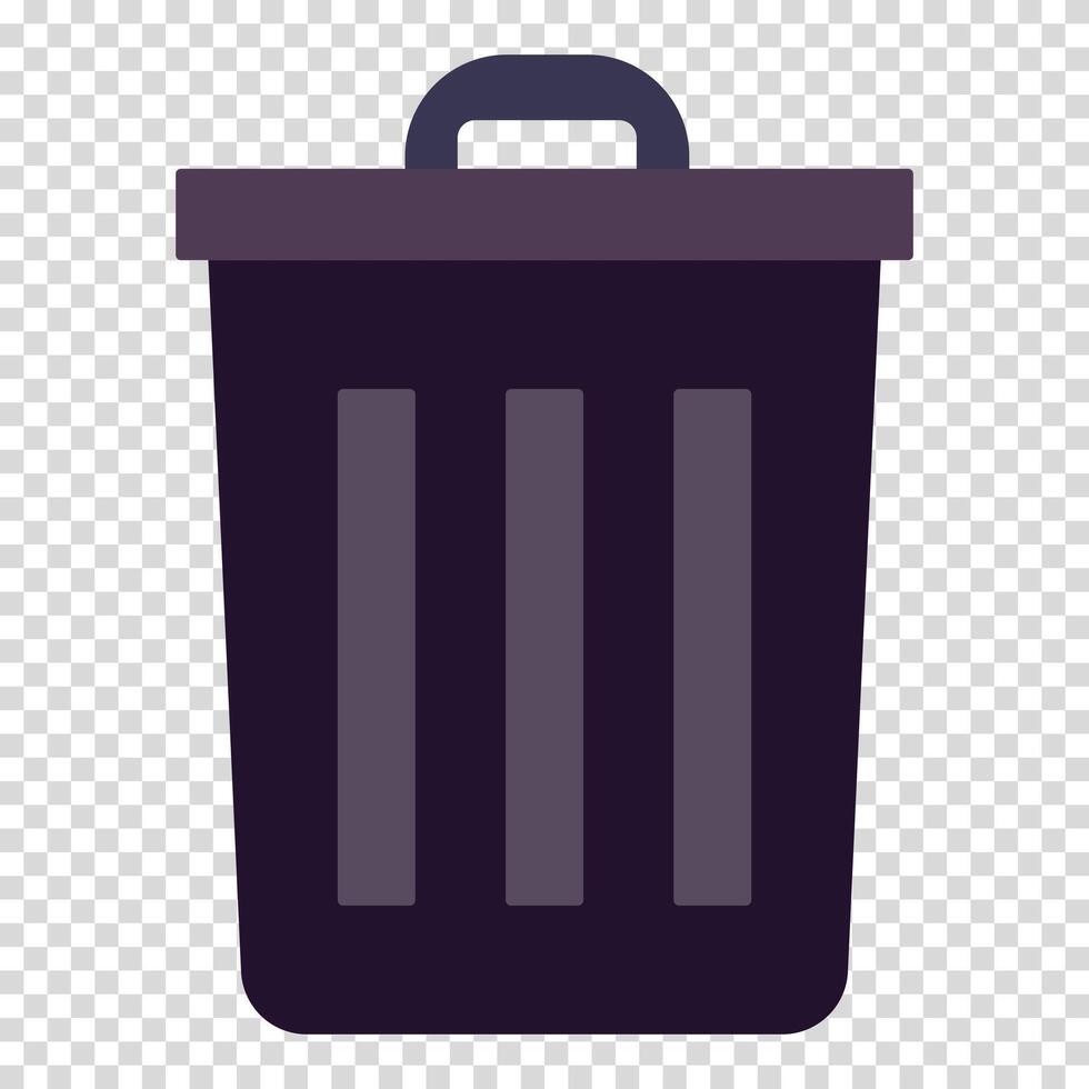 Black trash can, garbage, bad ideas, care of the surrounding space, flat design, simple image, cartoon style. Bad content concept. line icon for business and advertising vector