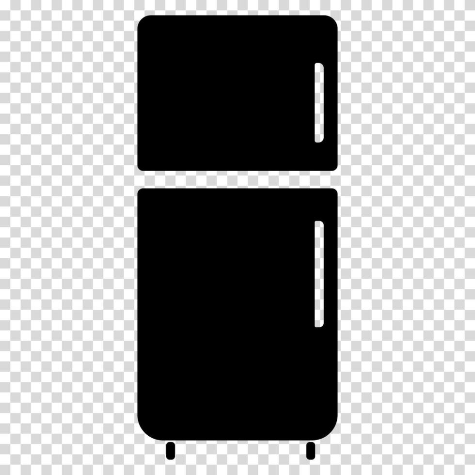 Completely black refrigerator with white handles, food storage, home appliances, flat design, simple image, cartoon style. line icon for business and advertising vector