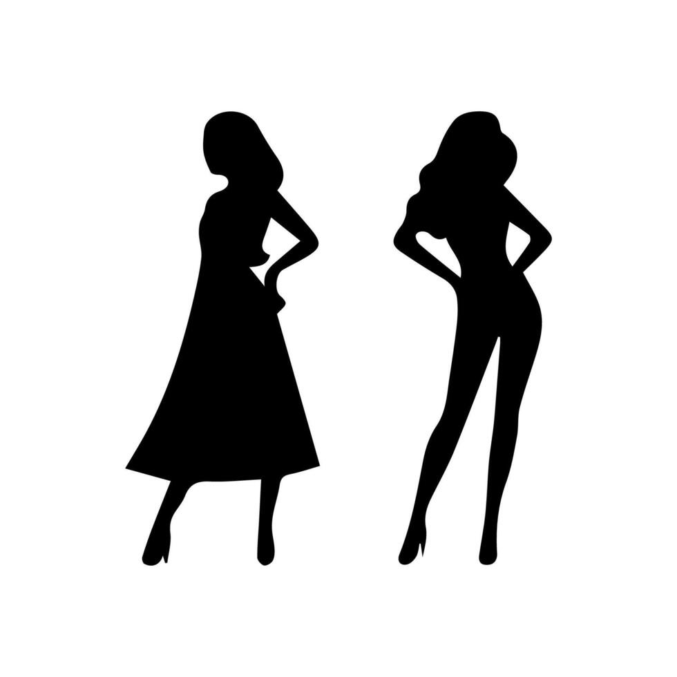 women silhouette flat in white background vector