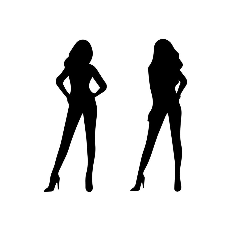 women silhouette flat in white background vector