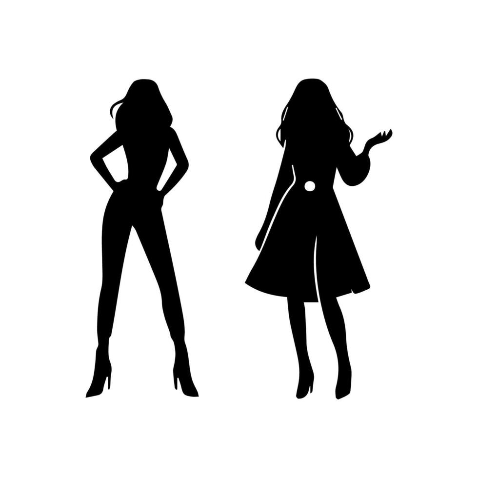 women silhouette flat in white background vector