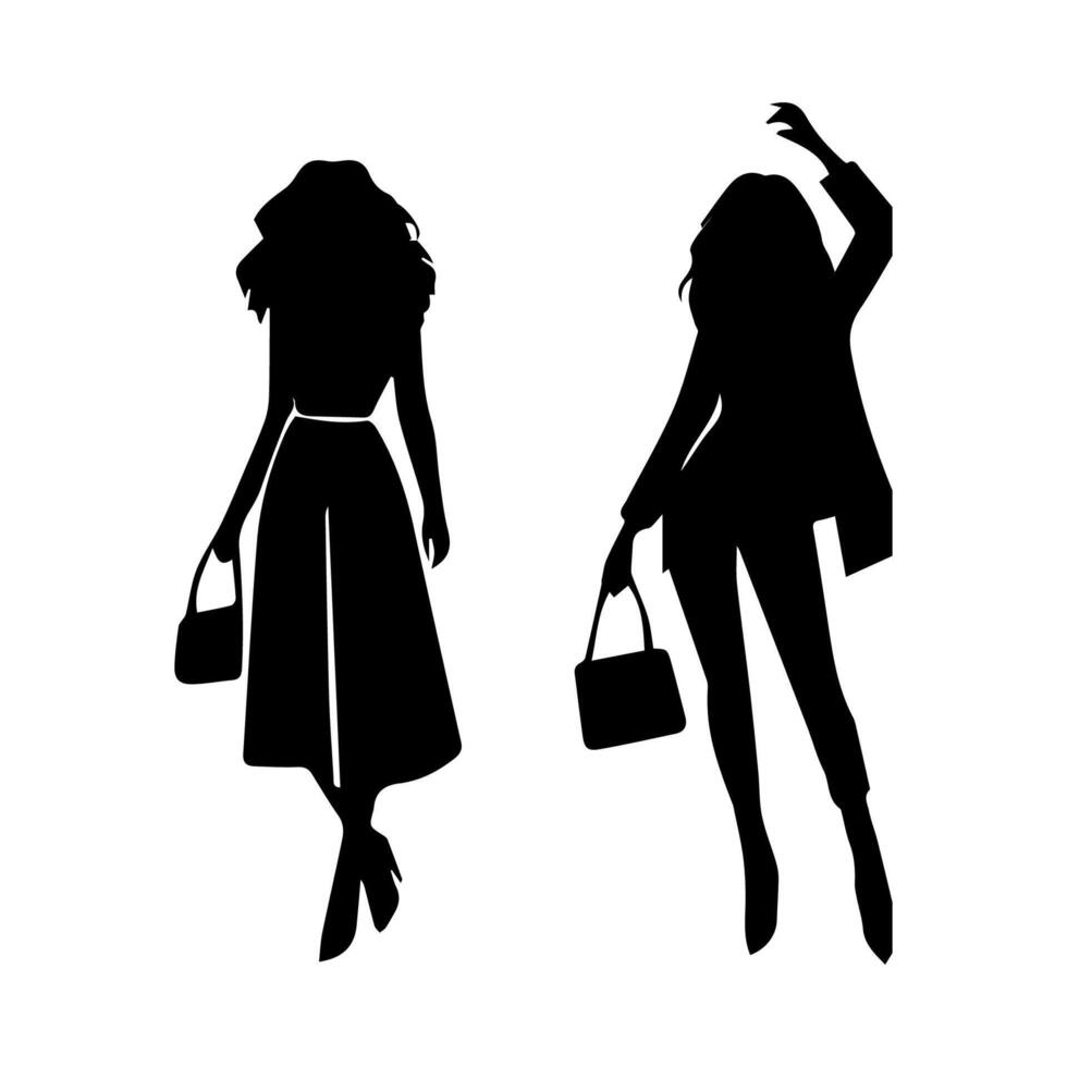 women silhouette flat in white background vector