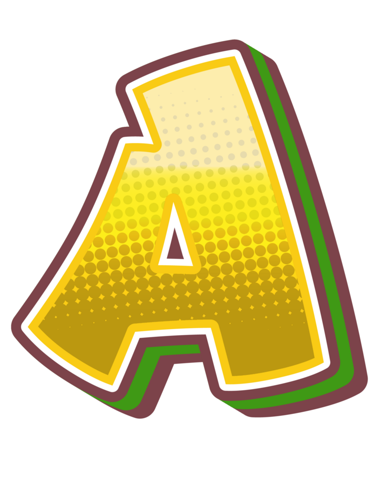 Vintage Comic Alphabet Letter and Number png