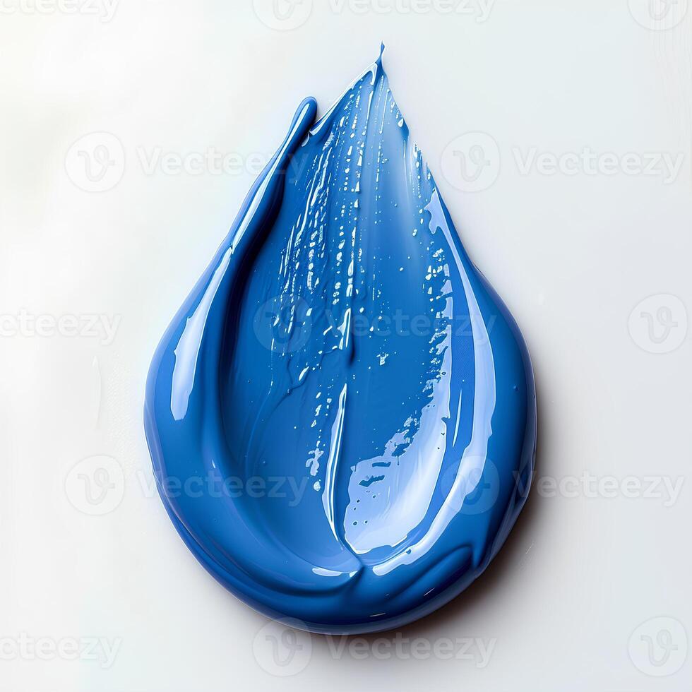 blue paint drop isolated on white background with shadow. blue paint explosion photo
