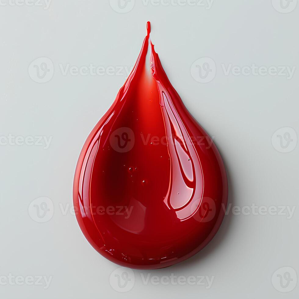 red paint drop isolated on white background with shadow. red paint explosion photo