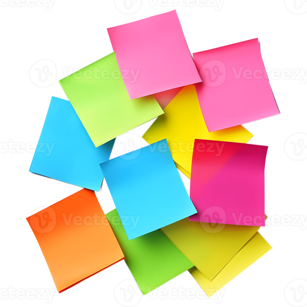 3D Rendering of a Colorful Sticky Notes on Transparent Background png