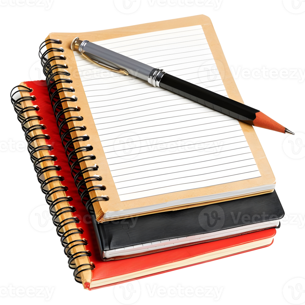 3D Rendering of a Notebooks with Pen on it on Transparent Background png