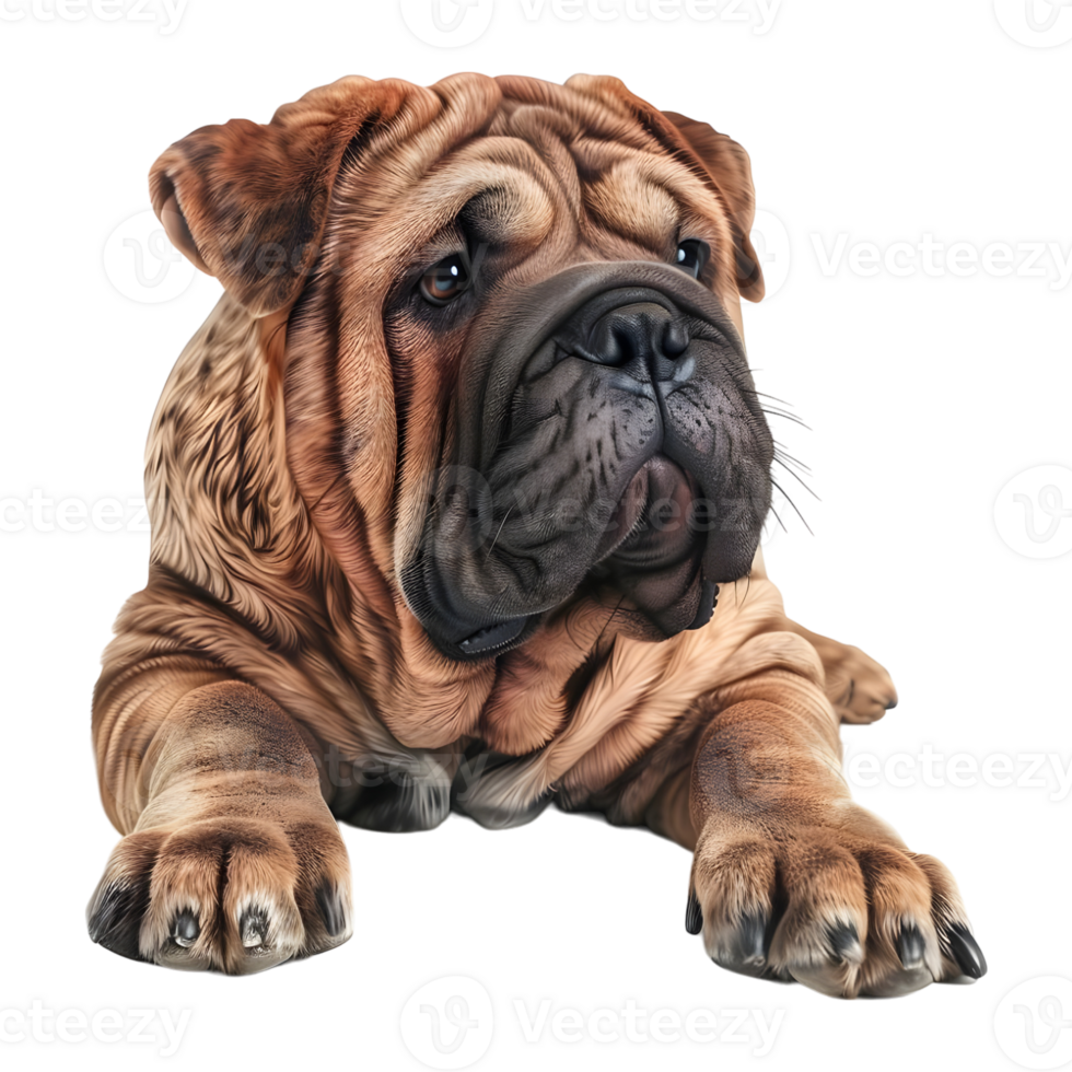 3D Rendering of a Shar Pei Bulldog on Transparent Background png