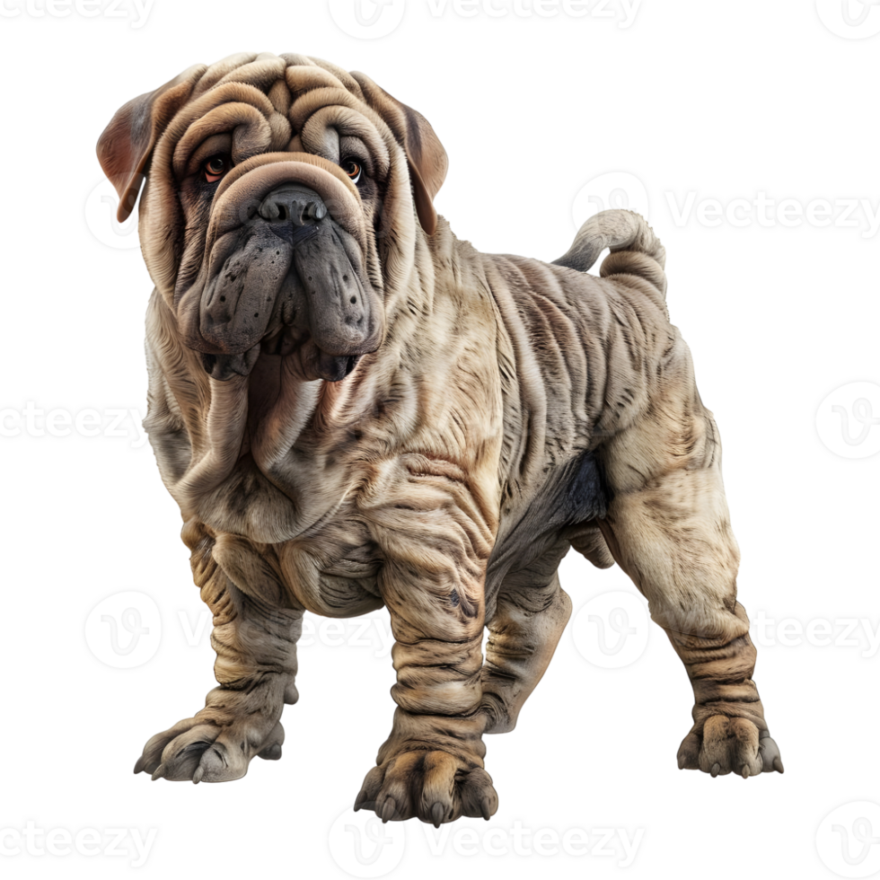 3D Rendering of a Shar Pei Bulldog on Transparent Background png