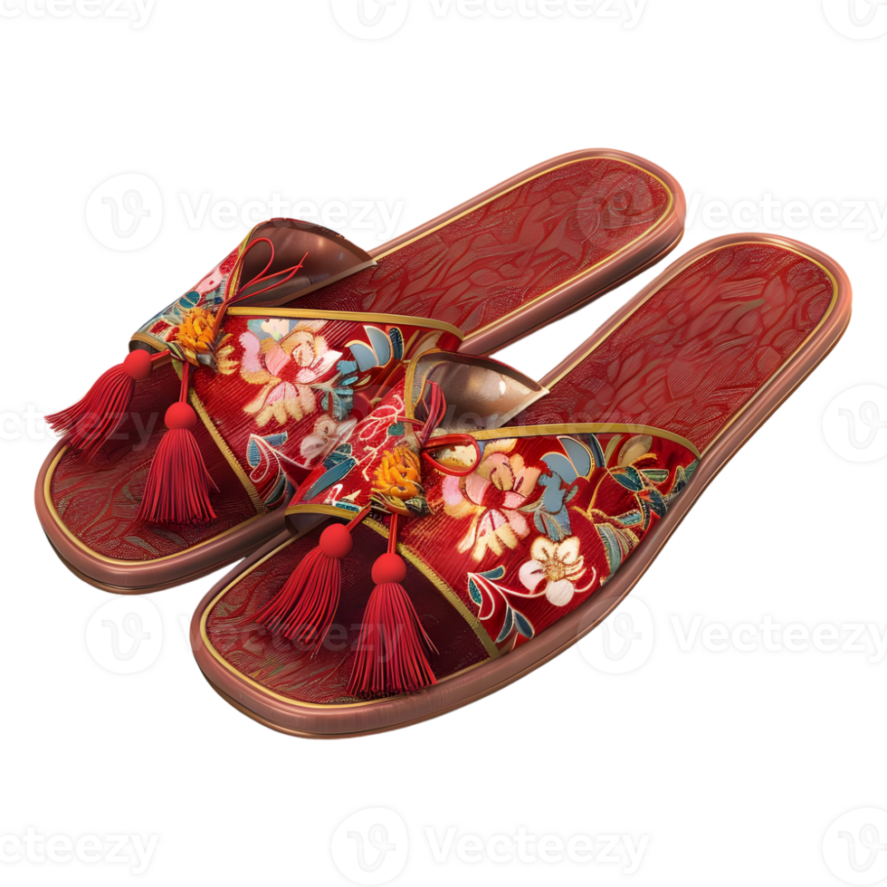 3D Rendering of a Woman Indian Traditional Slippers on Transparent Background png