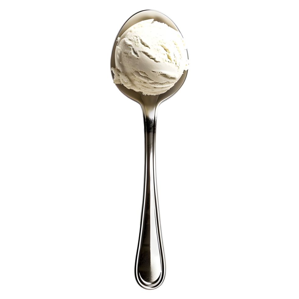 3D Rendering of a Ice Cream on a Spoon on Transparent Background png