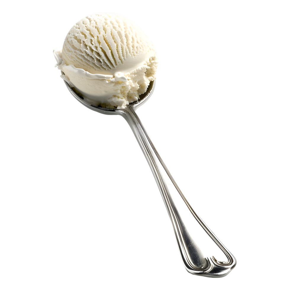 3D Rendering of a Ice Cream on a Spoon on Transparent Background png