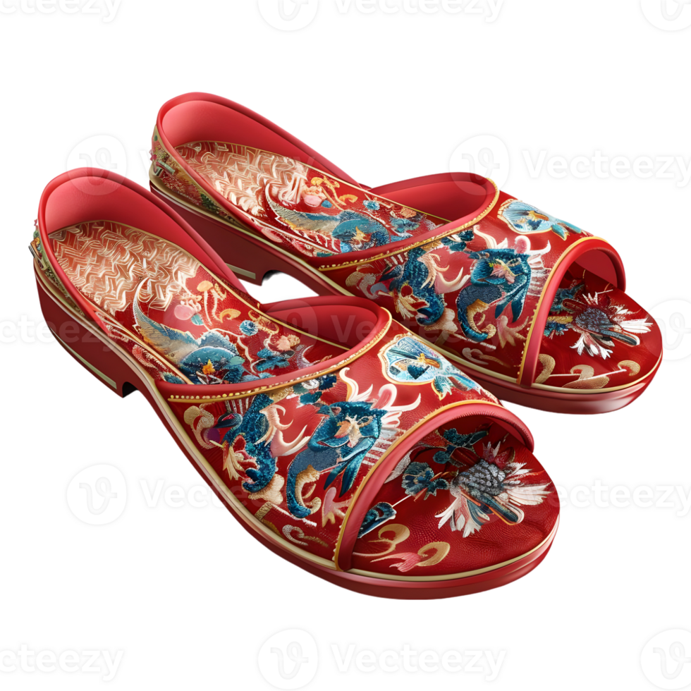 3D Rendering of a Woman Indian Traditional Slippers on Transparent Background png