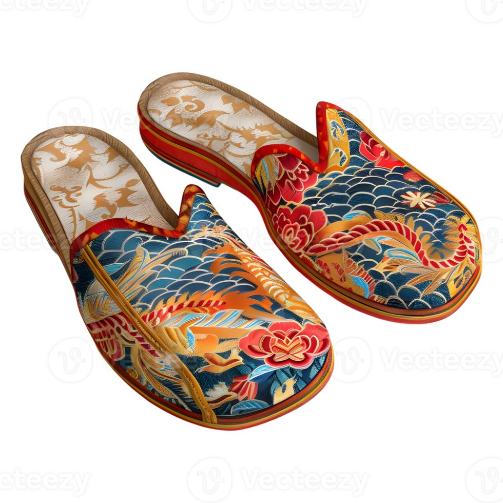 3D Rendering of a Woman Indian Traditional Slippers on Transparent Background png
