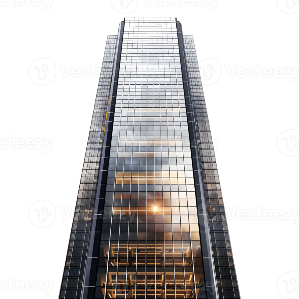 3D Rendering of a Big Skyscraper Building on Transparent Background png