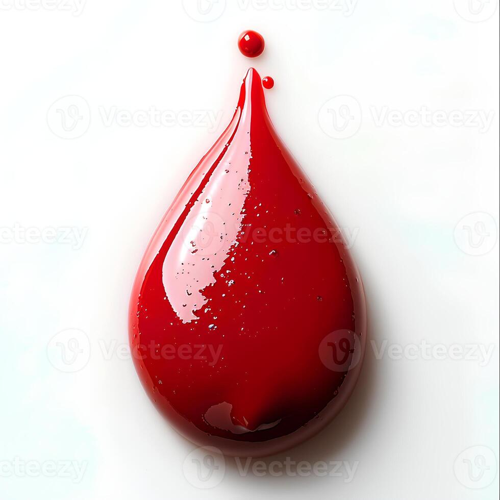 red paint drop isolated on white background with shadow. red paint explosion photo