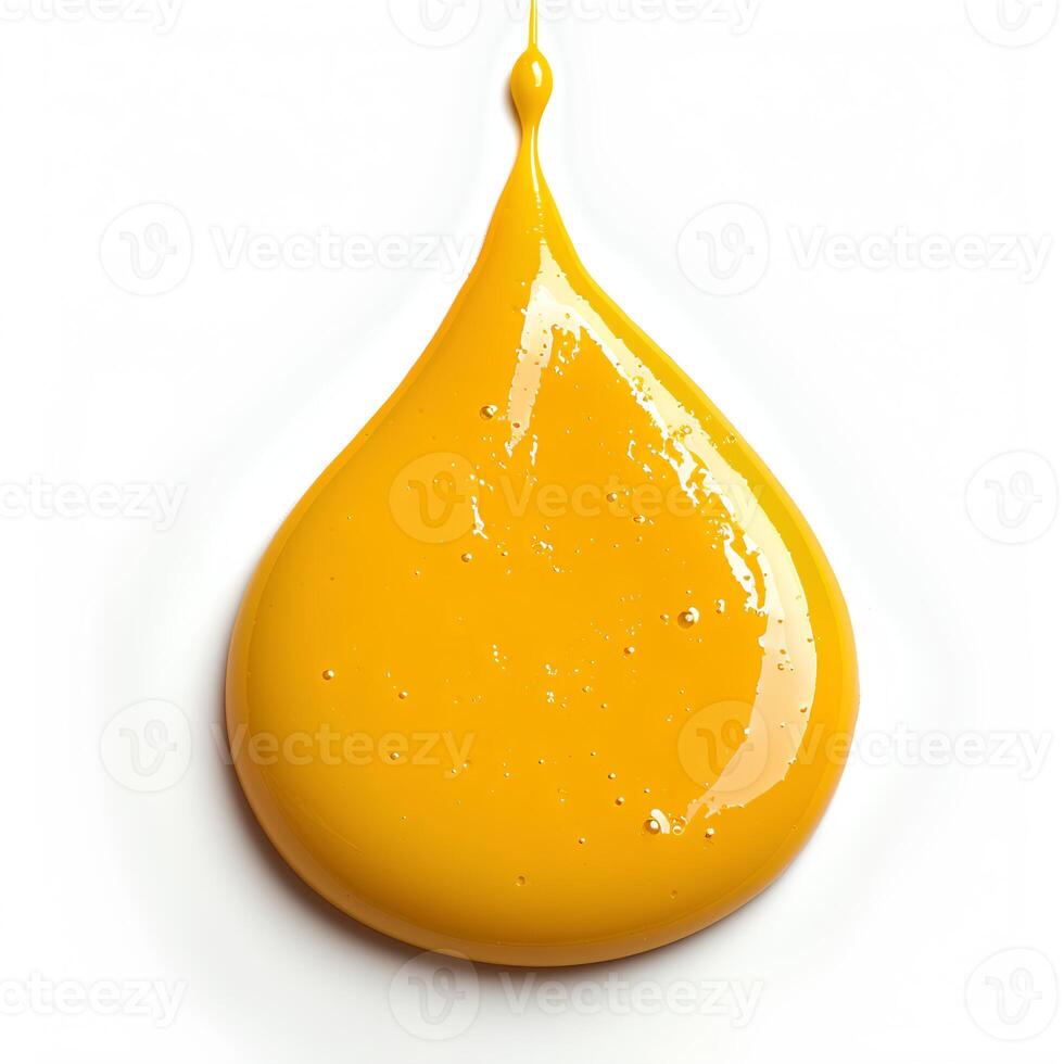 yellow paint drop isolated on white background with shadow. yellow paint explosion photo