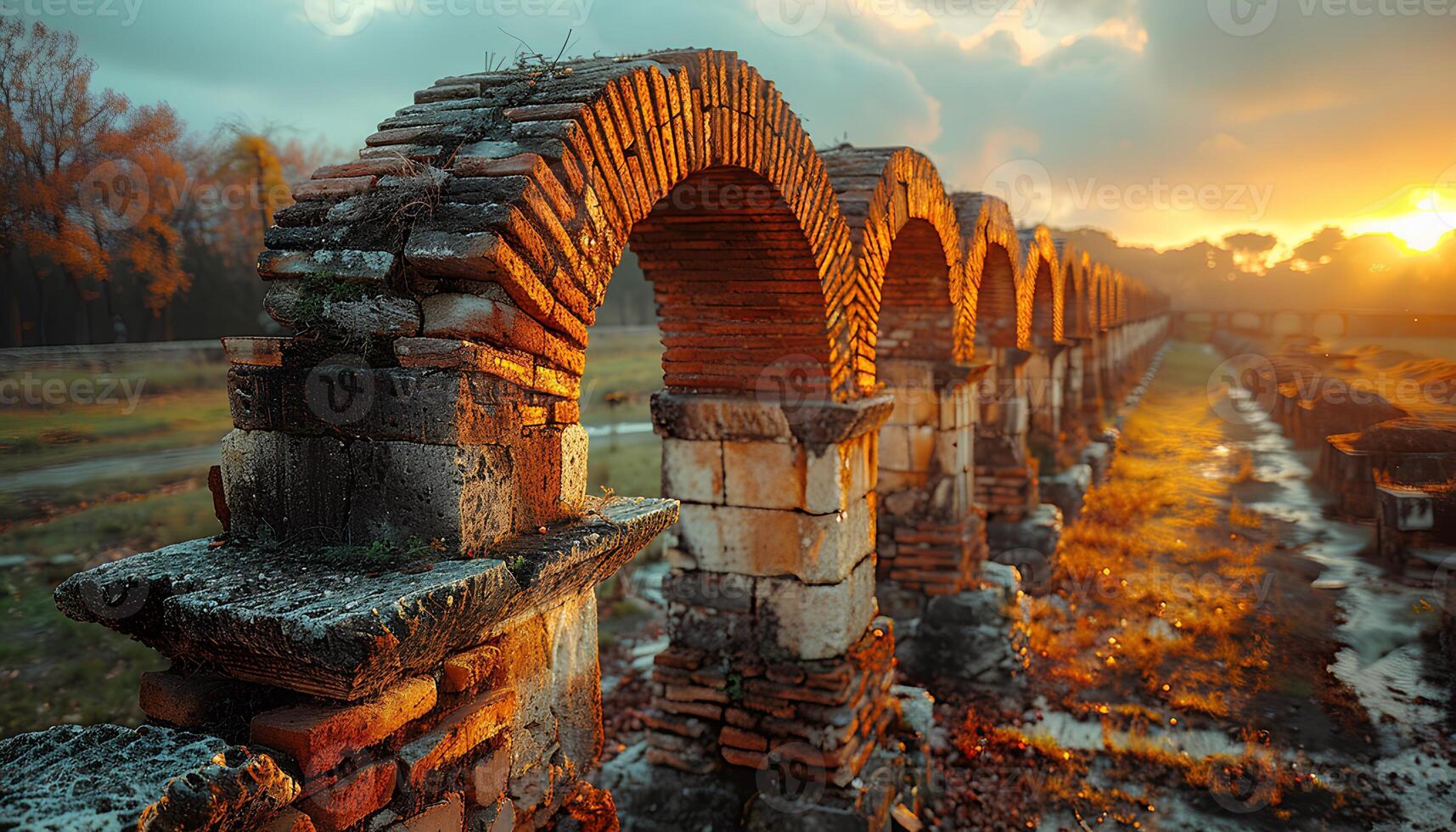 Ancient roman ruins of a roman aqueduct. Ruins from the ancient Roman Empire photo