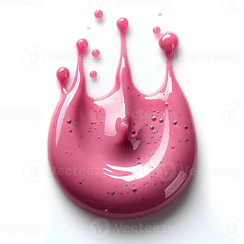 pink paint drop isolated on white background with shadow. pink paint explosion photo