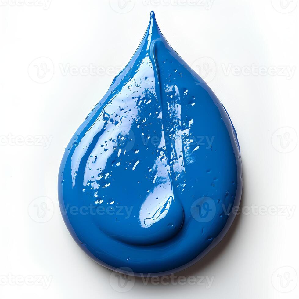 blue paint drop isolated on white background with shadow. blue paint explosion photo