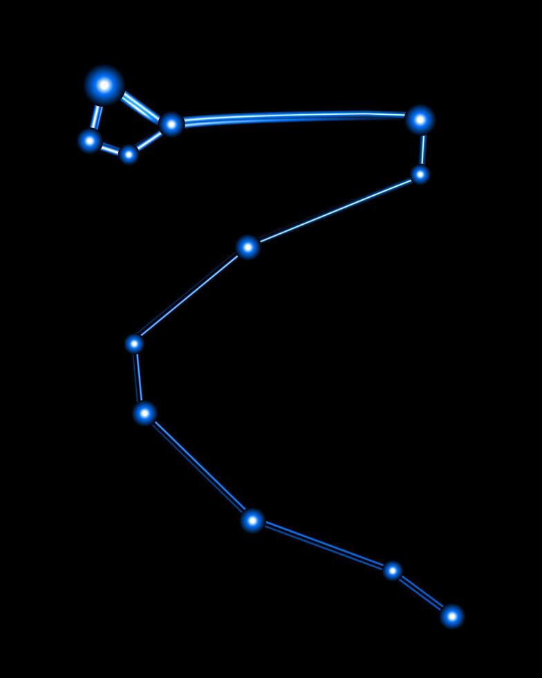 Illustration of dragon constellation with neon effect. vector