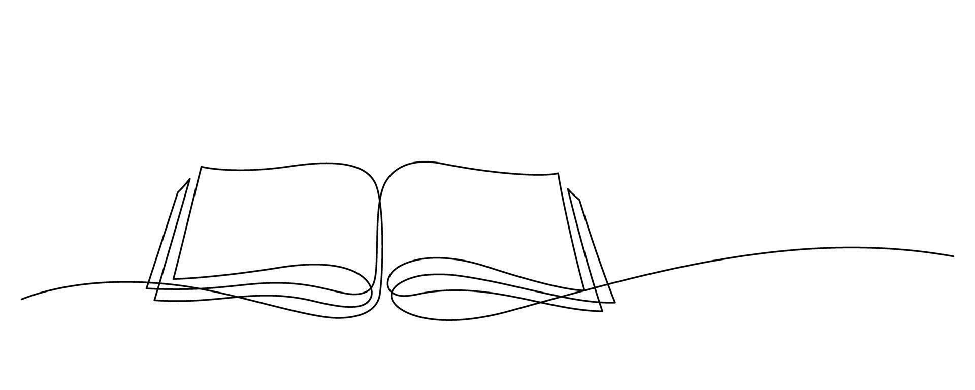 book opening page one line drawing minimalism education vector