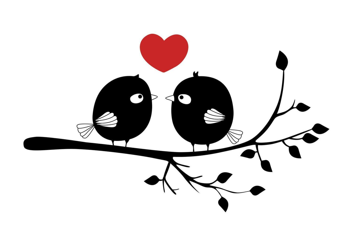 Cute bird couple design, romantic icon, couple birds perched on a branch of a tree vector