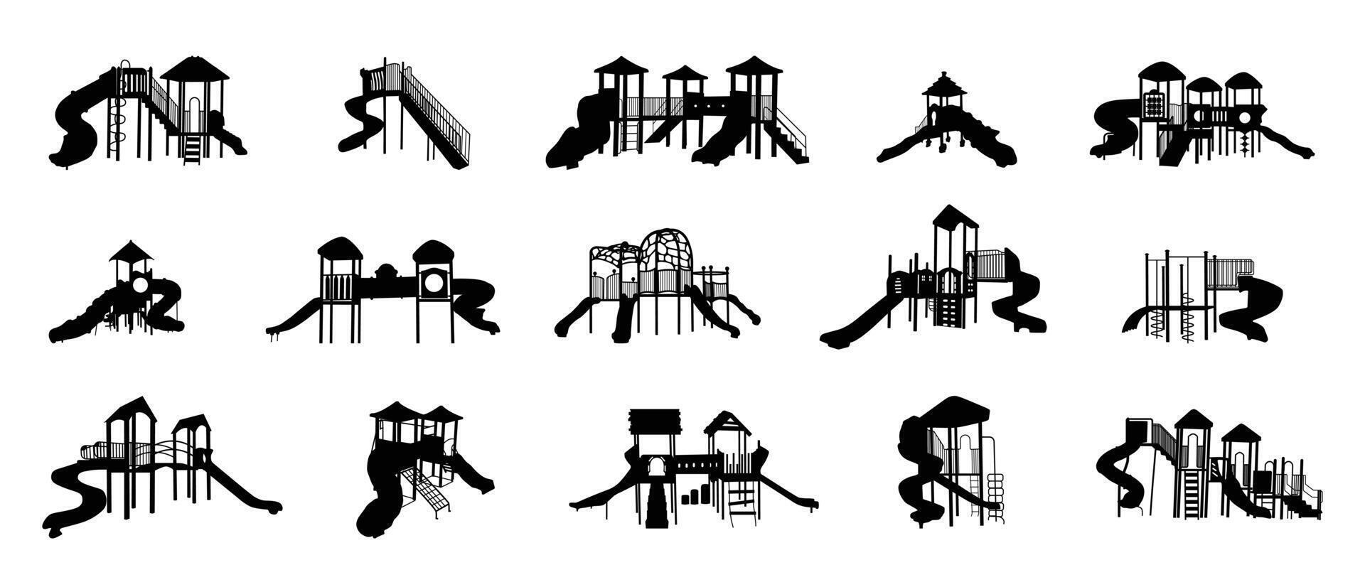 Children's playground equipment silhouettes vector