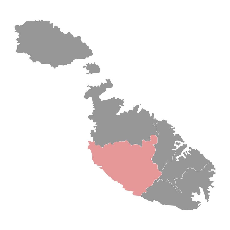 Western District map, administrative division of Malta. illustration. vector