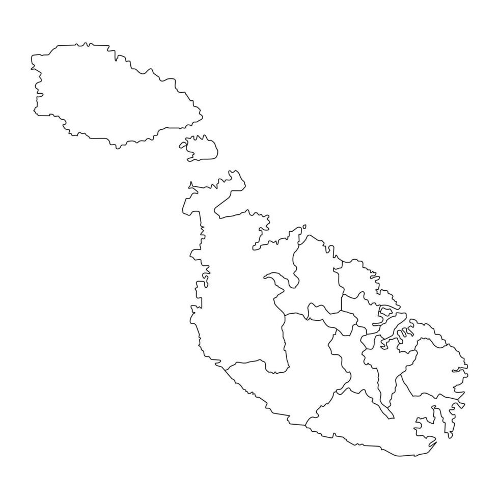 Malta map with districts. illustration. vector