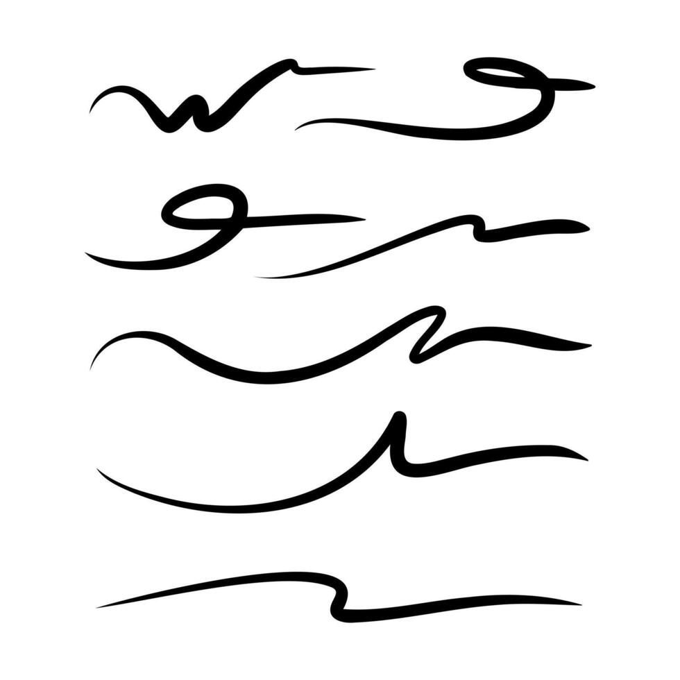 strokes, underlines, highlighter marker strokes, wave brush marks. vector