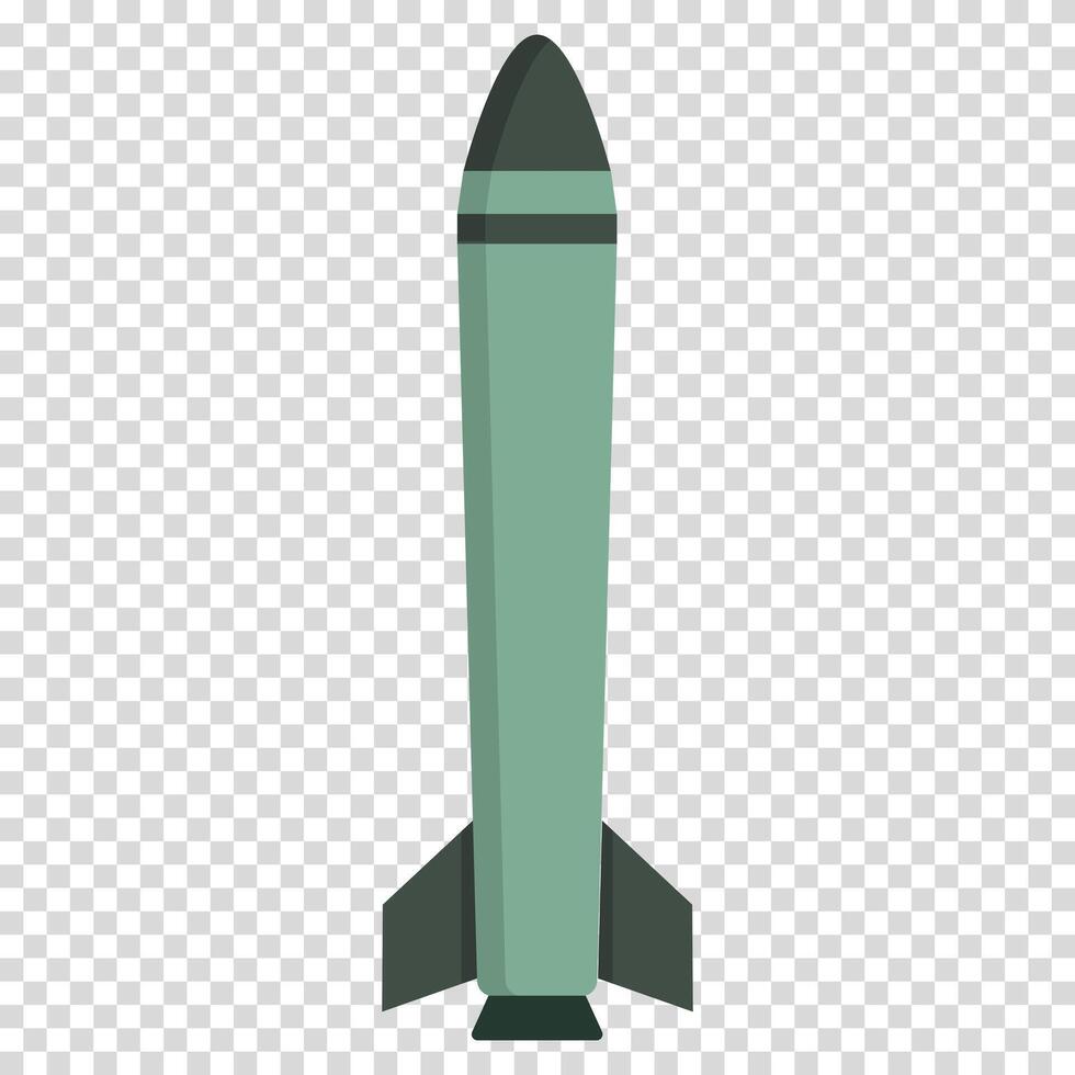 Gray missile, warhead, intercontinental combat missile, military design, flat design, simple image, cartoon style. Weapons of mass destruction concept. line icon for business and advertising vector