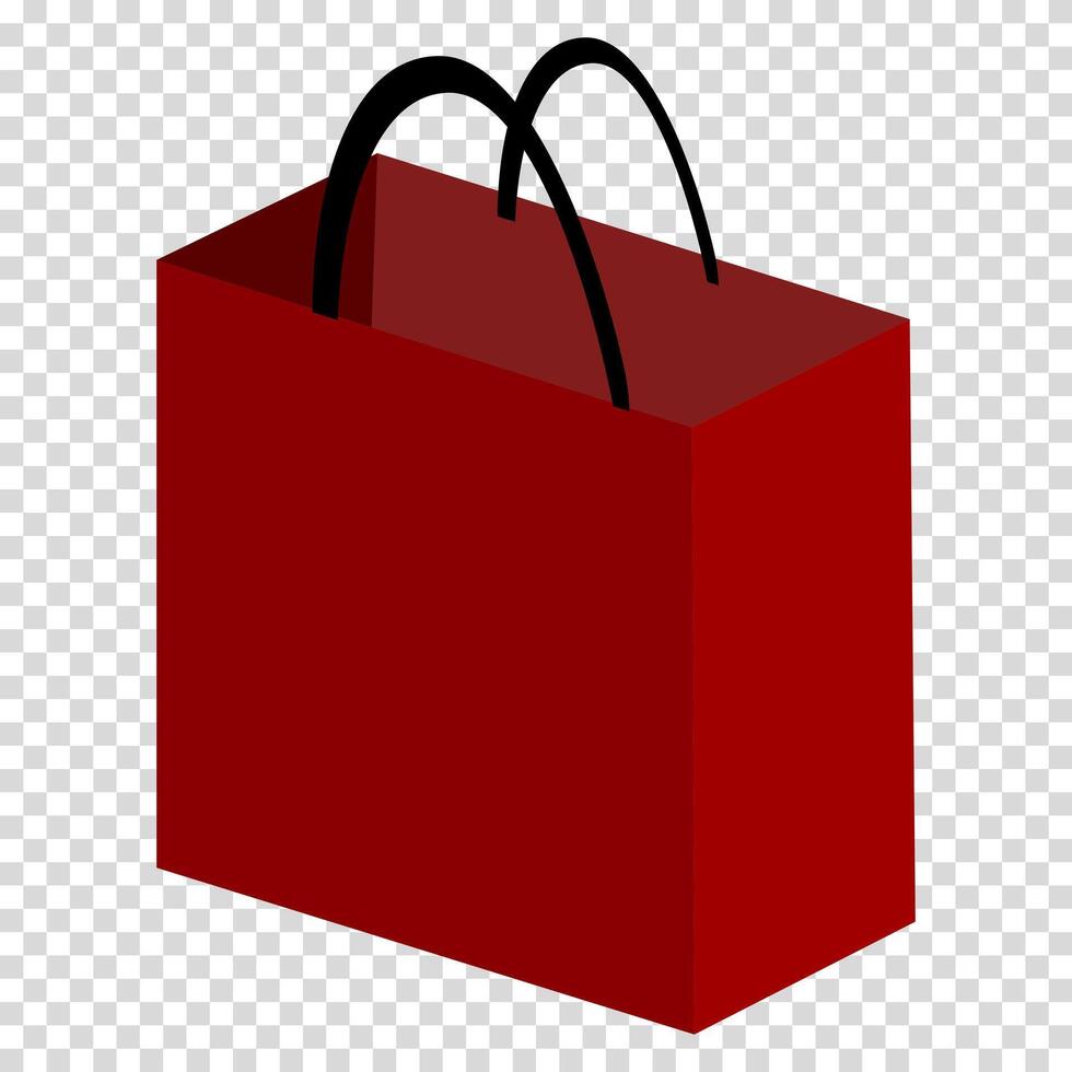 Shopping, red shopping bag with black handles, simple and flat design, contrast, simple image, cartoon style. Shopping cart concept. line icon for business and advertising vector