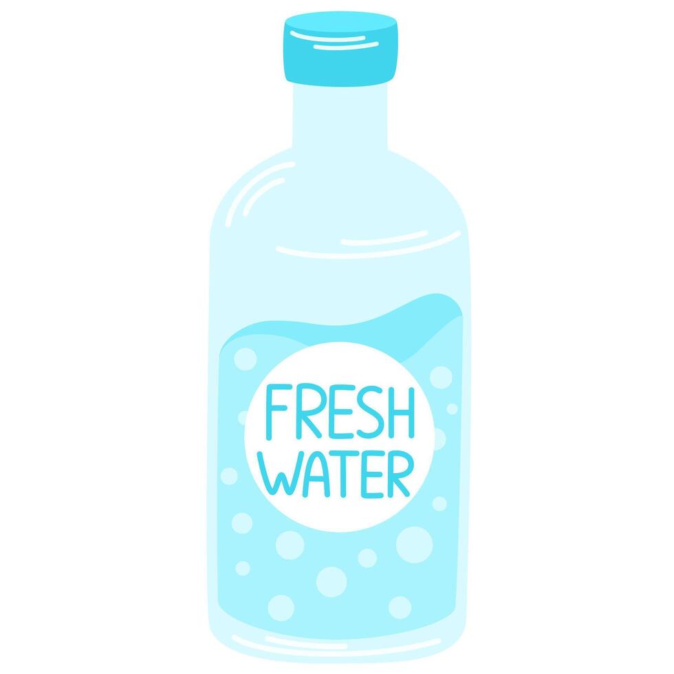 Fresco agua en botella. desintoxicación limonada, infundido natural beber. agrios Fruta refrescante bebida. sano orgánico jugoso refresco. plano ilustración aislado vector