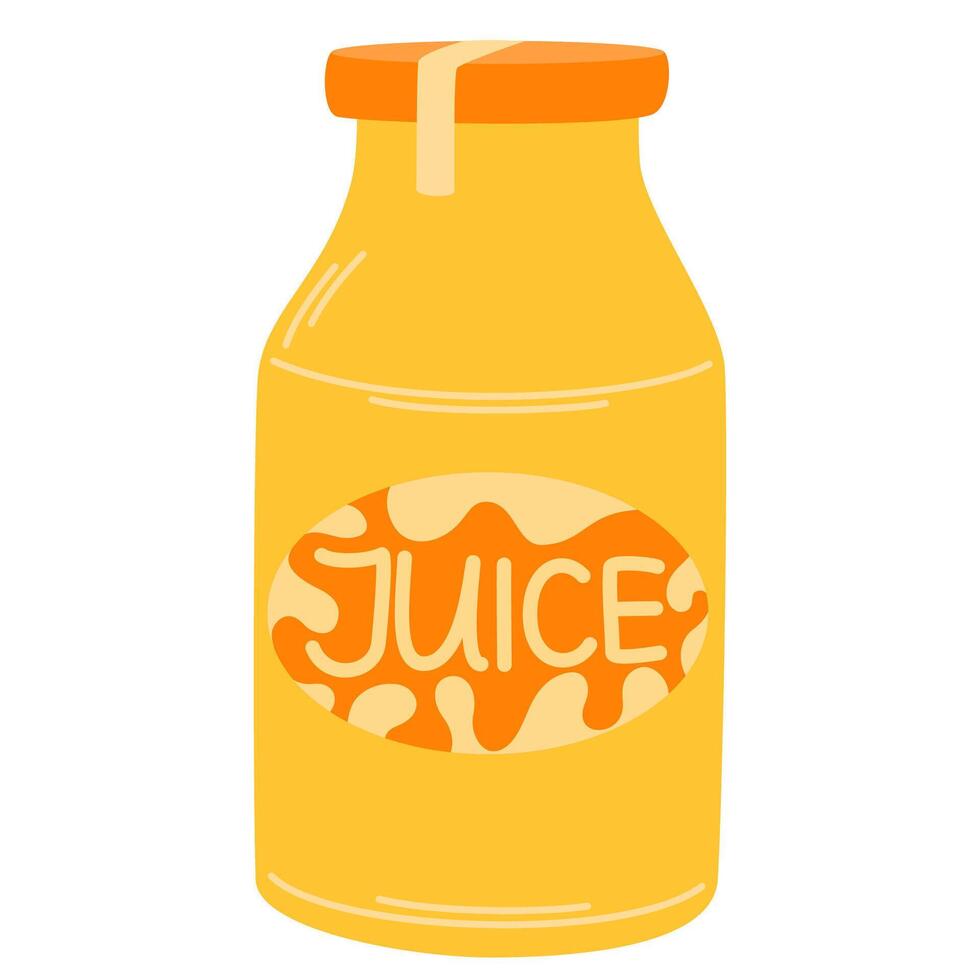 Fresh orange juice in glass jar. Fruit drink, summer lemonade in bottle. Citrus fruity flavored refreshing beverage. Healthy natural refreshment. Flat illustration isolated vector