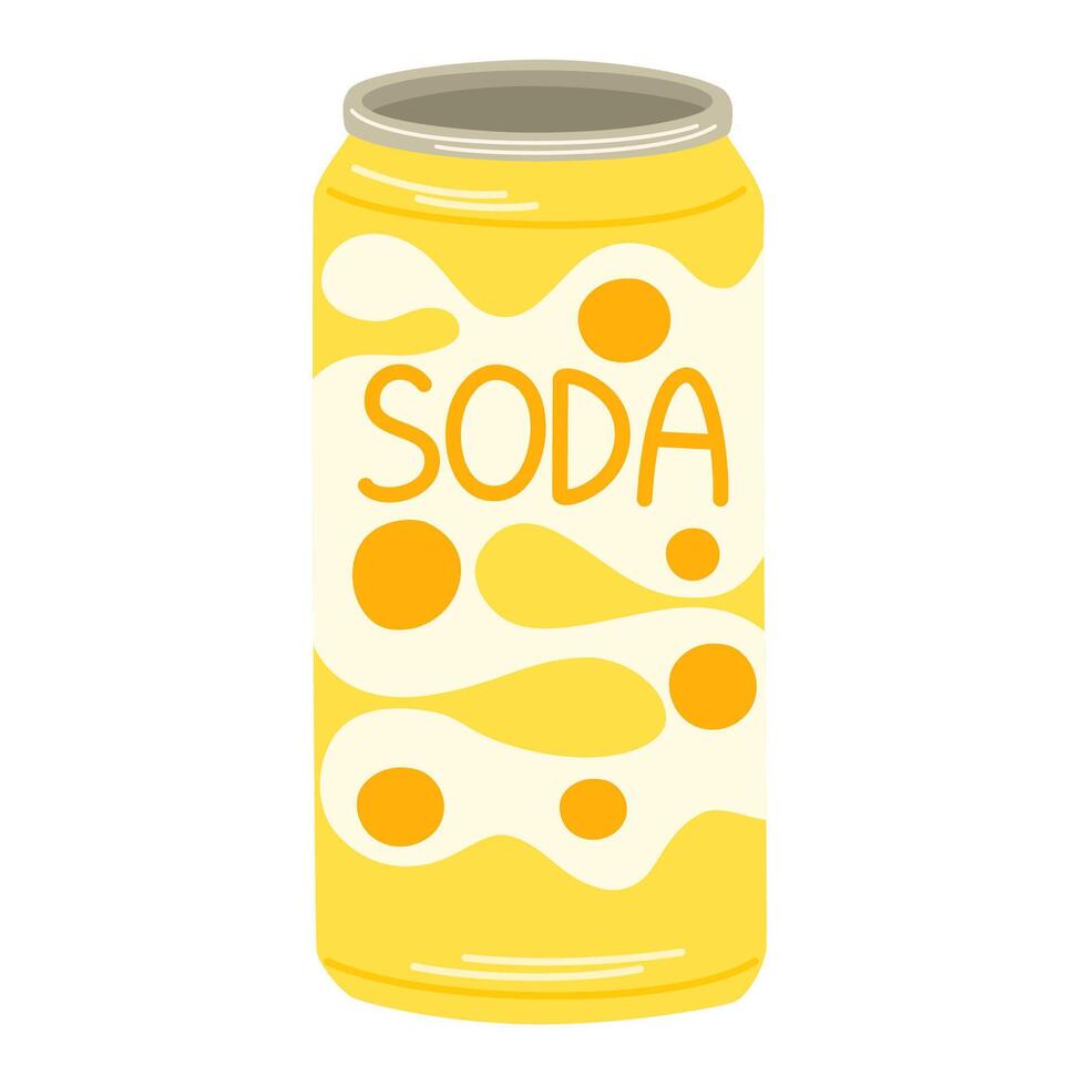 soda, gaseoso bebida en aluminio poder. verano limonada, frío bebida, Fresco dulce gaseado refresco en metal acero estaño. plano gráfico ilustración aislado vector