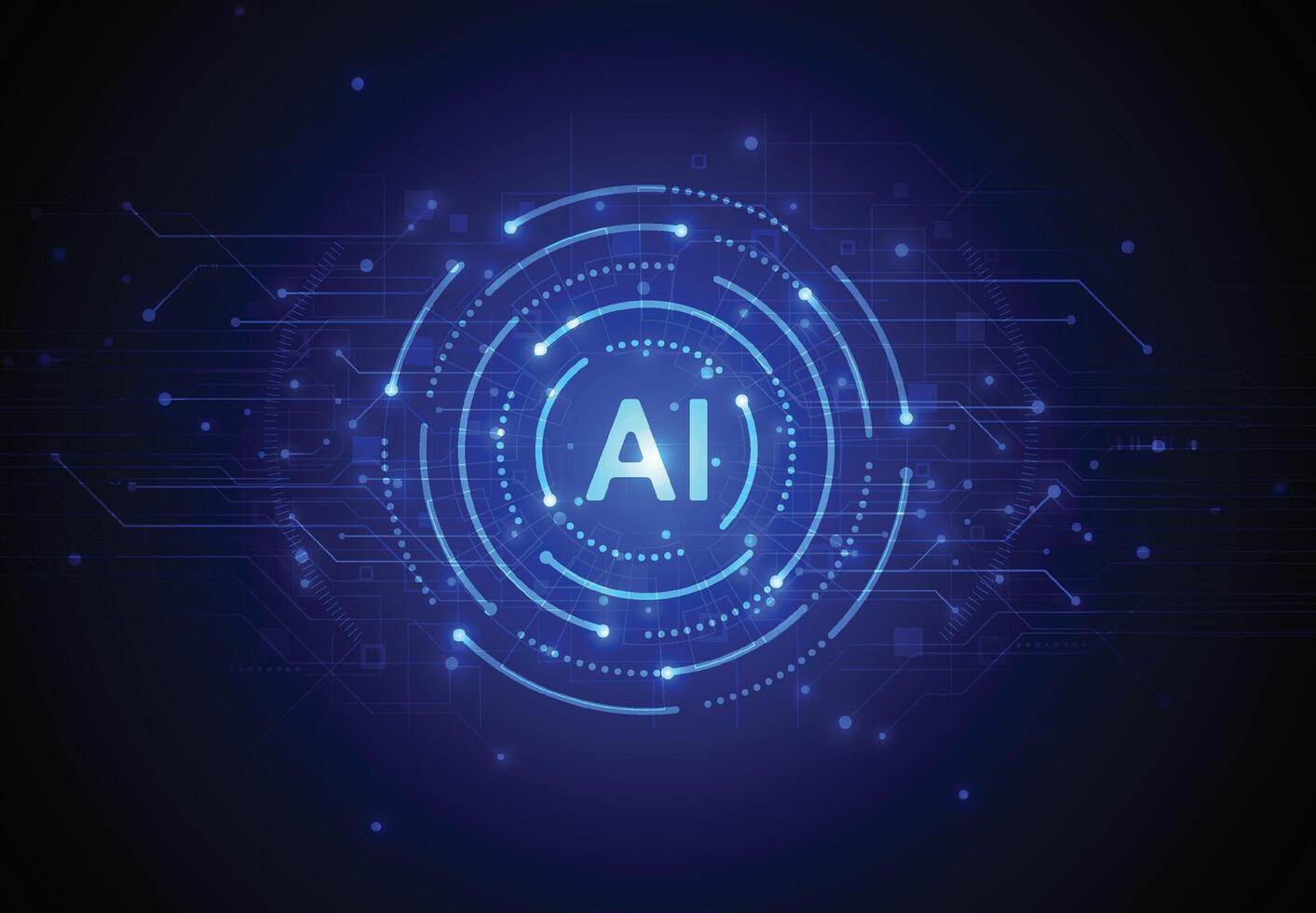 Artificial intelligence chipset on circuit board in futuristic concept technology artwork for web, banner, card, cover vector