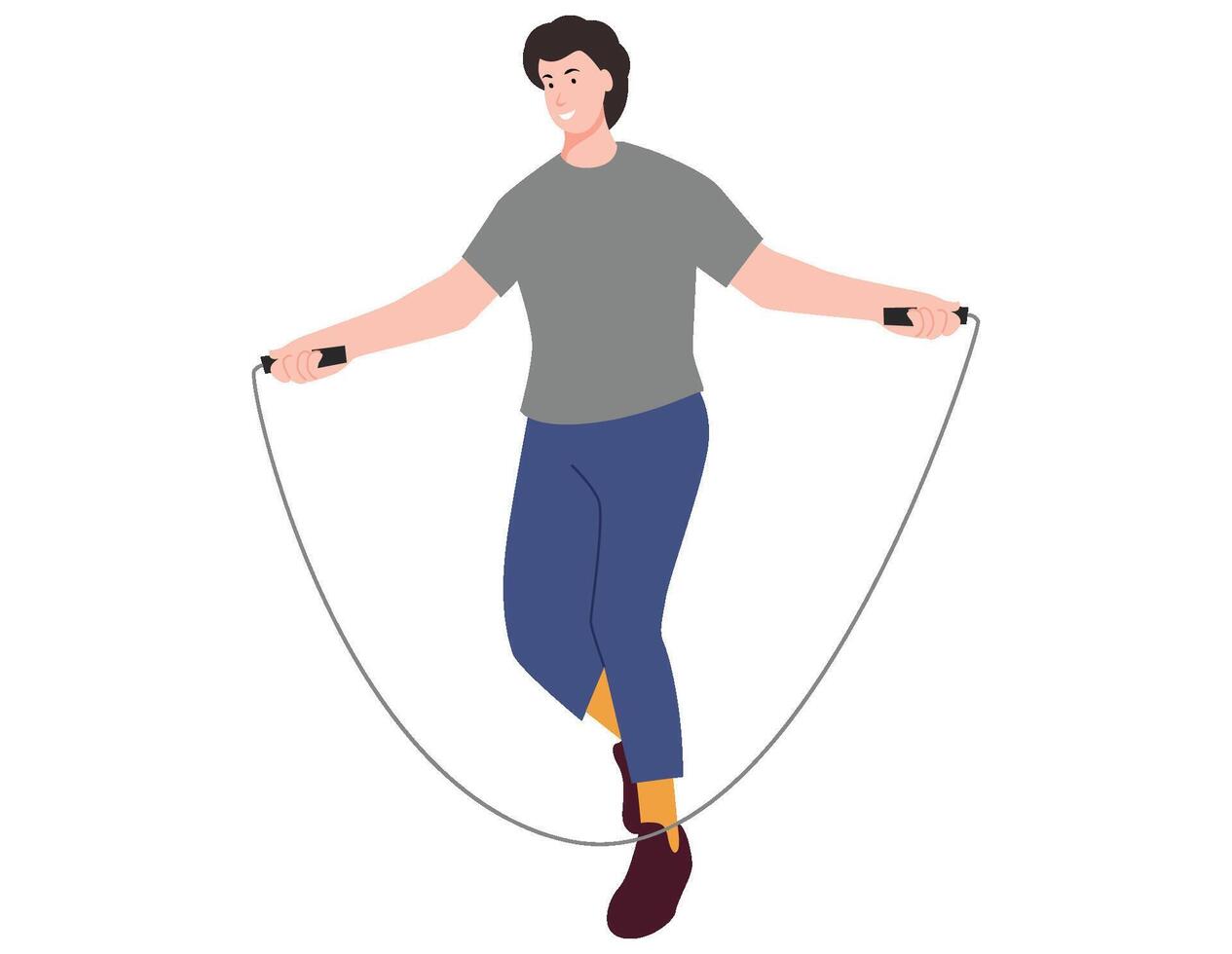 Jumping guy skipping rope illustration. vector