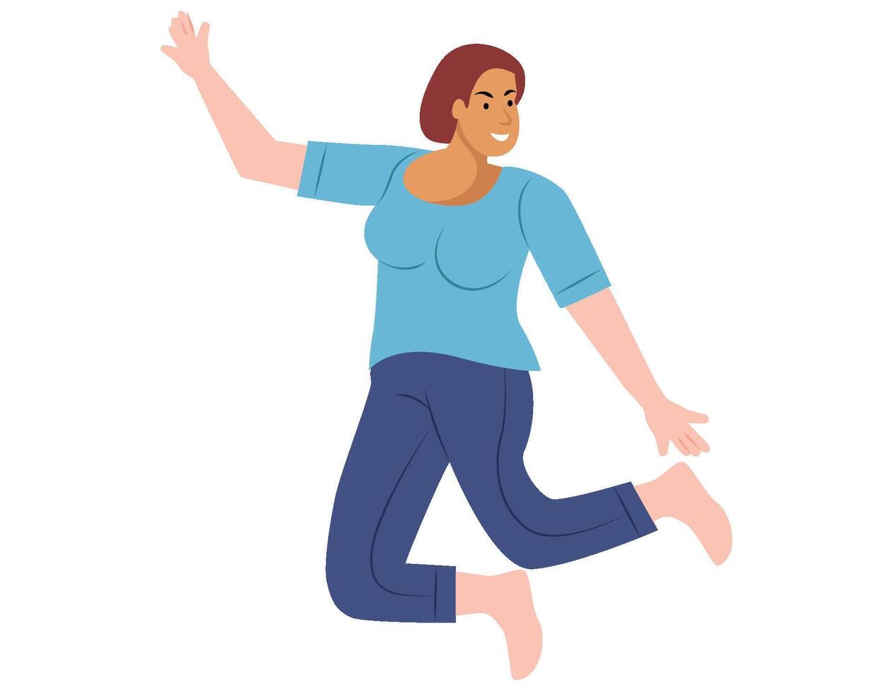 Female jumping in air illustration. vector