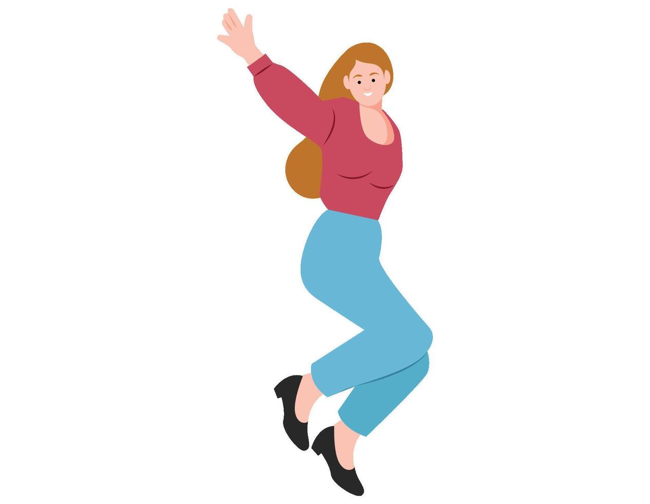 Happy woman jumping illustration. vector