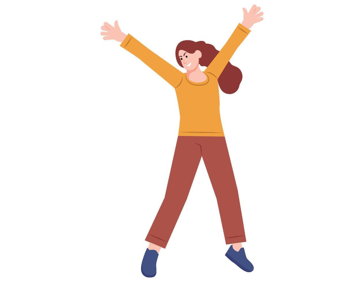 Happy woman jumping illustration. vector