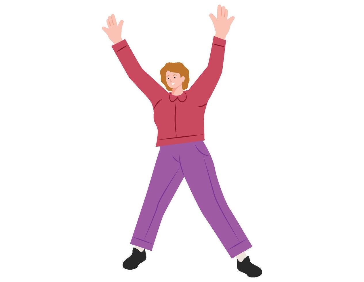 Woman jumping in air illustration. vector