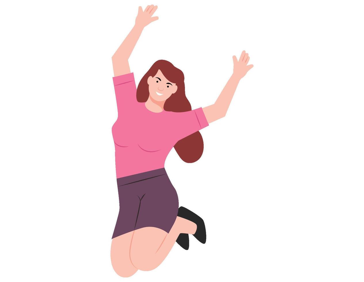 Girl jumping in air illustration. vector