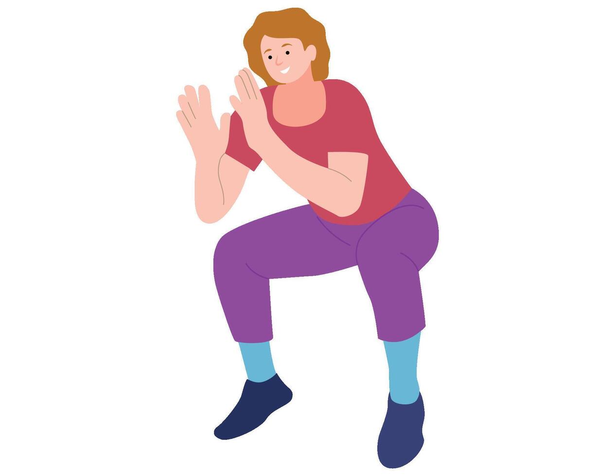 Woman doing squat workout illustration. vector