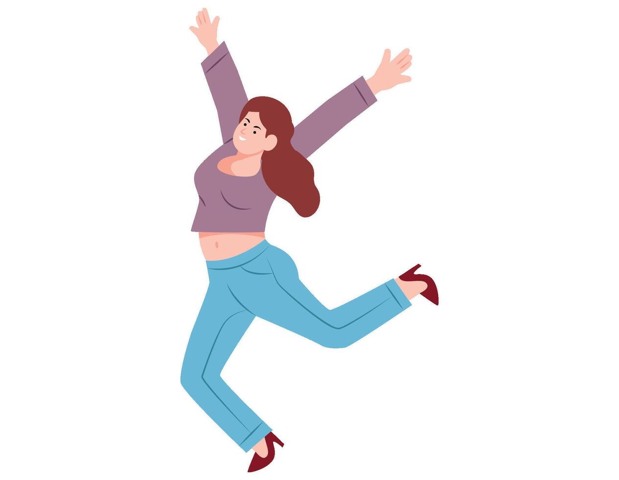 Woman jumping in air illustration. vector