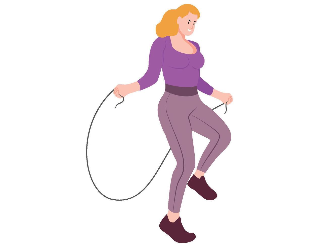 Girl skipping rope illustration. vector