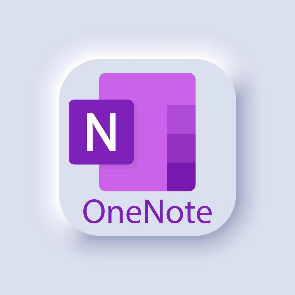 Microsoft OneNote logo. Program for creating quick notes and organizing ...