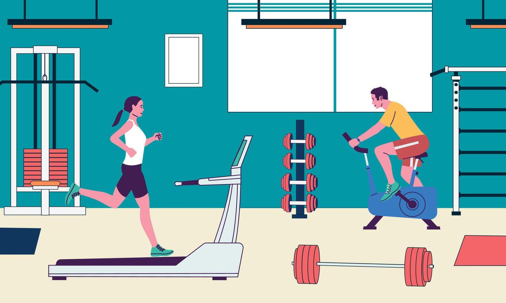 People in gym, sport and fitness for health vector