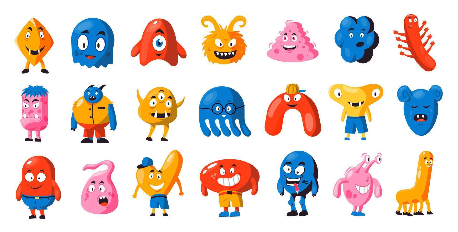 Funny monster shapes collection for kids toys vector